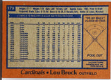 Lou Brock 1978 Topps #170 HOF, St Louis Cardinals, Stolen Bases