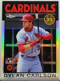 Carlson, Rookie, Refractor, 1986 Topps, Retro, Dylan, 2021, Topps, Chrome, 86BC-6, Topps, Phenom, St Louis, Cardinals, Home Runs, Slugger, RC, Baseball Cards