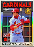 Carlson, Rookie, Refractor, 1986 Topps, Retro, Dylan, 2021, Topps, Chrome, 86BC-6, Topps, Phenom, St Louis, Cardinals, Home Runs, Slugger, RC, Baseball Cards