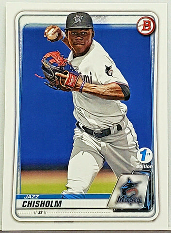 first edition baseball cards Jazz Chisholm Rookie "1st Edition" 2020 Bowman 1st Edition #BFE-72 – CardboardandCoins.com