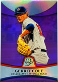 Cole, Rookie, Purple, Refractor, Gerrit, 2010, Bowman, Platinum, Collegiate, PP-32, PP32, UCLA, Chef G, Pitcher, World Series, Pittsburgh, Pirates, Astros, Yankees, Strikeouts, Ks, RC, Baseball Cards