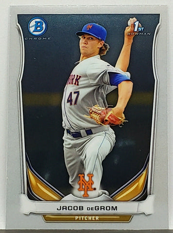 DeGrom, Rookie, Jacob, Bowman, Chrome, Prospects, BCP73, Topps, New York, Mets, Cy Young, Pitcher, Strikeouts, RC, Baseball Cards