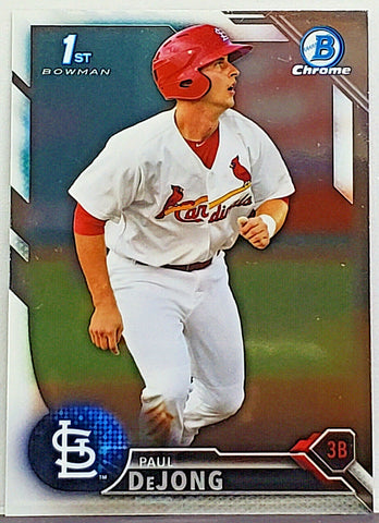 DeJong, Rookie, 1st Bowman, Paul, 2016, Bowman, Chrome, Prospects, BCP-43, Topps, Phenom, St Louis, Cardinals, Home Runs, Slugger, RC, Baseball Cards