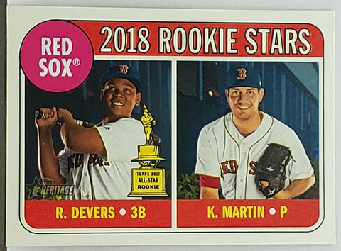 rare baseball cards 2018 Rafael Devers Rookie 2018 Topps Heritage #189 Boston Red Sox Slugger!