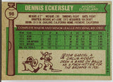 1976 Topps Dennis Eckersley ROOKIE CARD, Pitcher, Cleveland Indians, Card #98, CardboardandCoins.com