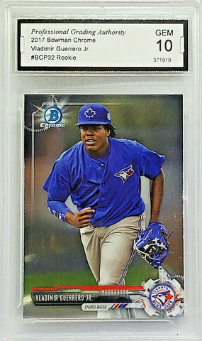 Guerrero, Rookie, Vlad, Jr, Vladdy, Graded 10, PGA, 2017, Bowman, Chrome, Prospects, BCP32, Topps, Phenom, All-Star Game MVP, Home Runs, Slugger, RC, Baseball Cards