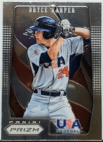 Harper, Bryce, Rookie, USA Baseball, Team USA, National, 2012, Panini, Prizm, USA7, USA-7, 7, Chrome, Foil, RC, Mondo, Phenom, ROY, MVP, All-Star, NLCS MVP, Postseason, World Series, Washington, Nationals, Philadelphia, Phillies, Home Runs, Slugger, RC, Baseball, MLB, Baseball Cards