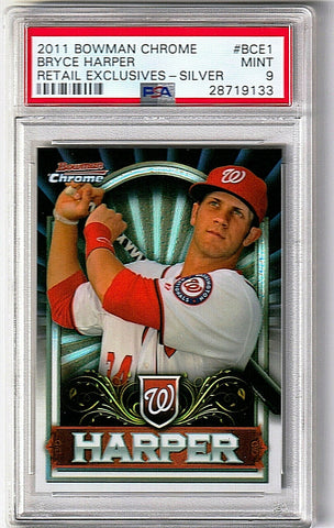 PSA 9 Bryce Harper Rookie Silver Refractor 2011 Bowman Chrome #BCE1