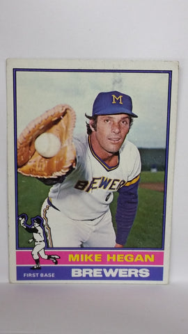 1976 Topps #377 Mike Hegan, 1st Base, Milwaukee Brewers, CardboardandCoins.com