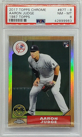 Judge, Rookie, Refractor, 1987 Topps Retro, Aaron, Graded, PSA 8, 2017, Topps, Chrome, New York, Yankees, ROY, All Rise, Slugger, Home Runs, RC, Baseball Cards