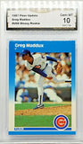 Maddux, Rookie, Glossy, Graded 10, Gem Mint, GMA 10, Greg, 1987, Fleer, Update, U-68, U68, Chicago, Cubs, Atlanta, Braves, HOF, Cy Young, Gold Glove, World Series, Pitcher, Strikeouts, Ks, RC, Baseball Cards