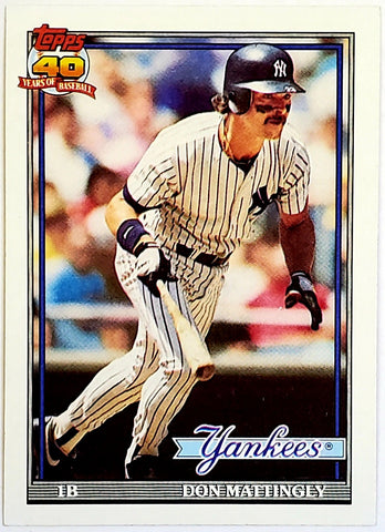 Don Mattingly Error Card "10 Hits" 1991 Topps #100 MVP Star, Yankees Don Mattingly Error Card "10 Hits" 1991 Topps #100 MVP Star, Yankees