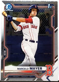 Mayer, Rookie, 1st Bowman, Marcelo, 2021, Bowman, Chrome, Draft, BDC-174, Topps, RC, Draft, Fourth Overall, 4th, Prospect, Boston, Red Sox, Home Runs, Slugger, RC, Baseball, MLB, Baseball Cards