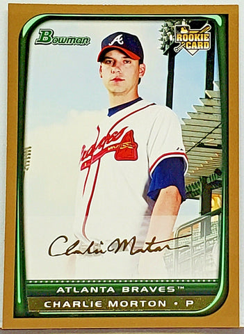 Morton, Rookie, Gold, Charlie, 2008, Bowman, Draft, BDP51, Topps, Pitcher, All-Star, World Series, Atlanta, Braves, Houston, Astros, Pittsburgh, Pirates, Strikeouts, RC, Baseball Cards