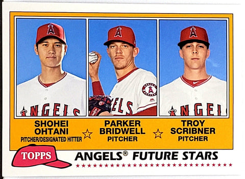 Ohtani, Rookie, 1981 Topps Retro, Shohei, 2018, Topps, Archives, Angels, Future Stars, FS-LAA, Bridwell, Scribner, MVP, ROY, Pitcher, 2-Way, Japan, Japanese, Los Angeles, Angels, Anaheim, Strikeouts, Home Runs, Slugger, RC, Baseball, MLB, Baseball Cards