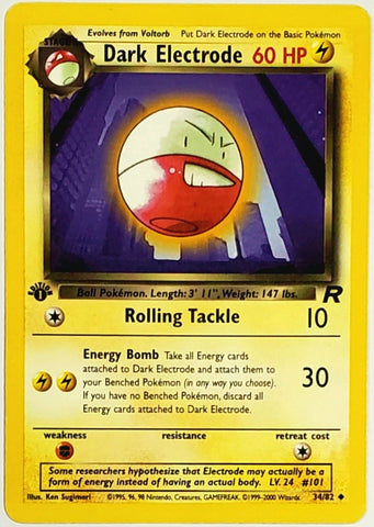 Pokemon "1st Edition" Dark Electrode 34/82 Team Rocket 1999, Card, TCG CardboardandCoins.com Pokemon "1st Edition" Dark Electrode 34/82 Team Rocket 1999, Card, TCG CardboardandCoins.com