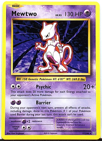 Pokemon MewTwo 51/108 Rare Pokemon XY Evolutions 2016 Card TCG XY