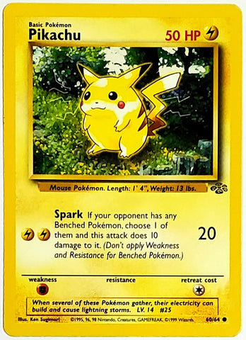 Pokemon Pikachu 60/64 Jungle Edition Unlimited, 1999, Card, TCG –