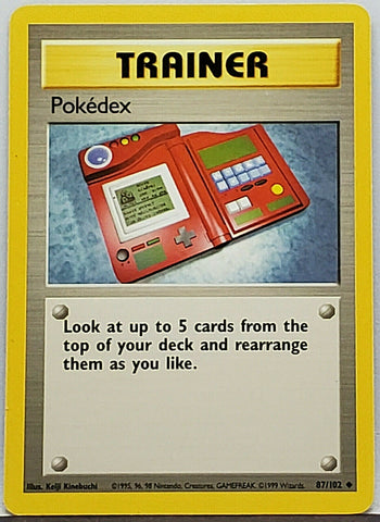 Pokemon Pokedex 87/102, Uncommon, Trainer, Base Set Unlimited 1999 TCG CardboardandCoins.com Pokemon Pokedex 87/102, Uncommon, Trainer, Base Set Unlimited 1999 TCG CardboardandCoins.com