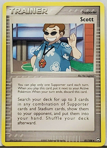 Pokemon, Trainer, Scott, 81/108, Supporter, EX Power Keepers, 2007, Pokemon, Card, TCG, Game, Collect, Trading, Vintage, Collectibles, Pokemon Cards