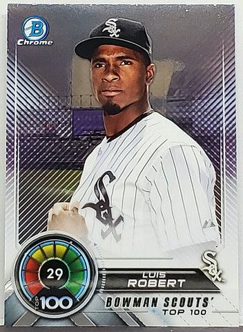 Robert, Rookie, Luis, 2018, Bowman, Chrome, Scouts, Top 100, Topps, Phenom, Lou Bob, La Pantera, Chicago, White Sox, Home Runs, Slugger, RC, Baseball Cards