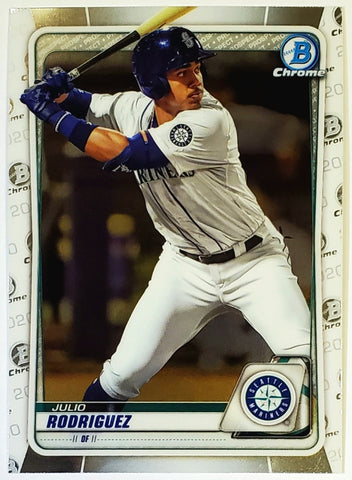 Rodriguez, Julio, Rookie, JRod, J-Rod, 2020, Bowman, Chrome, Prospects, BCP-19, BCP19, 19, Topps, RC, Rookie Of The Year, ROY, All-Star, Home Run Derby, HR Derby, Seattle, Mariners, Home Runs, Slugger, RC, Baseball, MLB, Baseball Cards