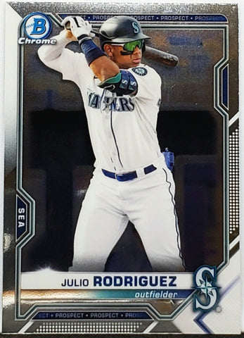 Rodriguez, Julio, Rookie, JRod, J-Rod, 2021, Bowman, Chrome, Prospects, BCP-86, BCP86, 86, Topps, RC, All-Star, Home Run Derby, HR Derby, Seattle, Mariners, Home Runs, Slugger, RC, Baseball, MLB, Baseball Cards