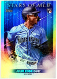 Rodriguez, Julio, Rookie, Refractor, Foil, Insert, JRod, J-Rod, 2022, Topps, Update, Stars of MLB, SMLB-87, SMLB87, 87, RC, Rookie Of The Year, ROY, All-Star, Home Run Derby, HR Derby, Seattle, Mariners, Home Runs, Slugger, RC, Baseball, MLB, Baseball Cards