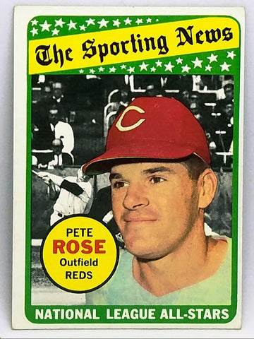 Pete Rose 1969 Topps #424 Sporting News All-Star, Red Hit King –