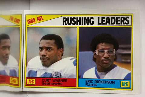 Eric Dickerson, Rookie, Rushing Leaders, Curt Warner, Topps, Running Back, Los Angeles, Rams, HOF, NFL, Topps, Football Card