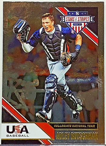 Rutschman, Rookie, Foil, Adley, 2020, Panini, Stars And Stripes, USA, 87, 1st Pick, First Pick, MLB Draft, Catcher, Baltimore, Orioles, Oregon State, NCAA, Home Runs, Slugger, RC, Baseball Cards