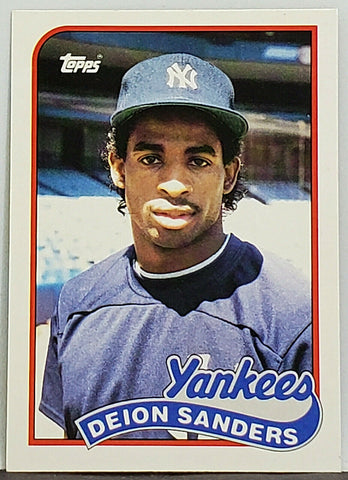 Sanders, Rookie, Deion, 1989, Topps, Traded, Neon, New York Yankees, 2-Sports, Baseball, Football, Dallas Cowboys, NFL, Slugger, Home Runs, RC, Baseball Cards