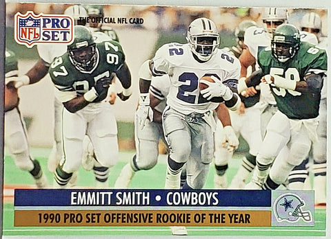 Smith, Rookie, Rookie Of The Year, Emmitt, 1991, Pro Set, 1, Football, ROY, MVP, HOF, Running Back, RB, Dallas, Cowboys, Super Bowl, Dancing with the Stars, DWTS, NFL, RC, Football Cards