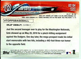 Juan Soto Rookie Debut 2018 Topps Update #US104 Nationals Young Star!