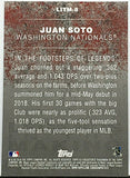 Soto, Juan, Rookie, 2018, Topps, Update, Legends In The Making, LITM-8, Insert, RC, Phenom, All-Star, Silver Slugger, On Base Percentage, OBP, Batting Champion, Batting Title, Batting Champ, World Series, Champ, Title, Soto Shuffle, Childish Bambino, Washington, Nationals, Home Runs, Slugger, RC, Baseball, MLB, Baseball Cards