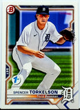 Torkelson, Rookie, 1st Edition, First, Spencer, 2021, Bowman, BFE-96, BFE96, Topps, 1st Draft Pick, Phenom, Detroit, Tigers, Home Runs, Slugger, RC, Baseball Cards