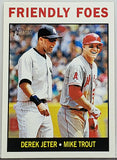 Trout, Mike, Jeter, Derek, Friendly, Foes, 2013, Topps, Heritage, 41, Phenom, HOF, MVP, All-Star, Los Angeles, Angels, Anaheim, New York, Yankees, Home Runs, Slugger, Baseball Cards