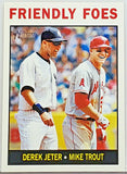 Trout, Mike, Jeter, Derek, Friendly, Foes, 2013, Topps, Heritage, 41, Phenom, HOF, MVP, All-Star, Los Angeles, Angels, Anaheim, New York, Yankees, Home Runs, Slugger, Baseball Cards