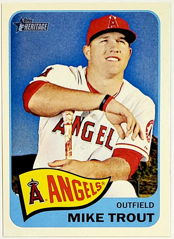 Trout, Mike, Portrait, 2014, Topps, Heritage, 250, MVP, Rookie Of The Year, ROY, All-Star, Gold Glove, Silver Slugger, All-Star Game MVP, On-Base Percentage, OBP, OPS, WAR, Stolen Bases, Speed, Power, Los Angeles, Angels, Anaheim, Home Runs, Slugger, RC, Baseball, MLB, Baseball Cards