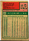 Billy Williams 1975 Topps #545 HOF Oakland A's, Cubs, DH-1B