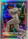 Witt, Jr, Bobby, Rookie, 1st Edition, Blue, Sky Blue, Foil, Refractor, 2021, Bowman, Draft, BD-47, BD47, 47, Prospect, Topps, RC, 1st Round, First Round, Pick, Overall, Kansas City, Royals, Home Runs, Slugger, RC, Baseball, MLB, Baseball Cards