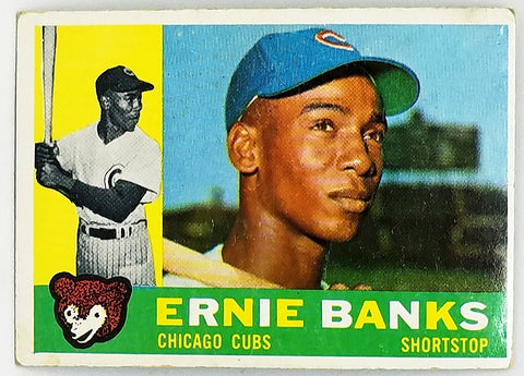 rare old baseball cards Ernie Banks 1960 Topps #10 HOF, Mr Cub, Chicago, White Back, Vintage! – CardboardandCoins.com